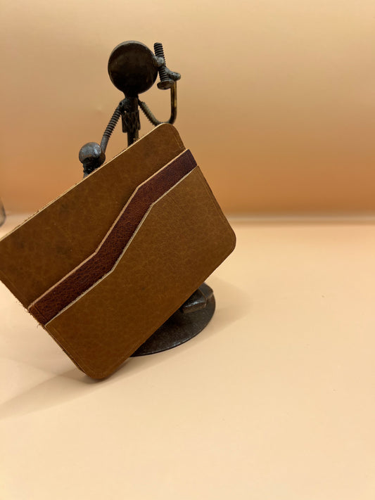 5 pocket Card Holder Camel & Cinnamon